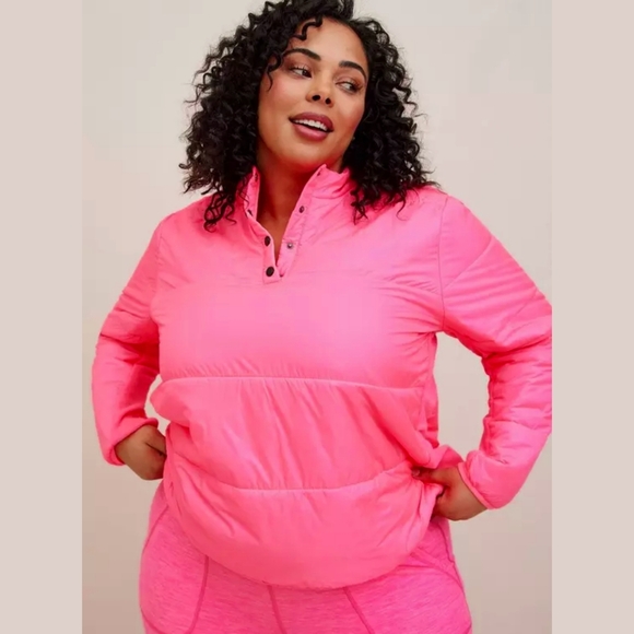 Torrid Hot Pink Happy Camper Fleece Pullover Quilted Jacket, Size 2, 2x - Picture 1 of 16